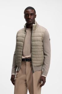 Zip-up jacket with padded front, Light Brown