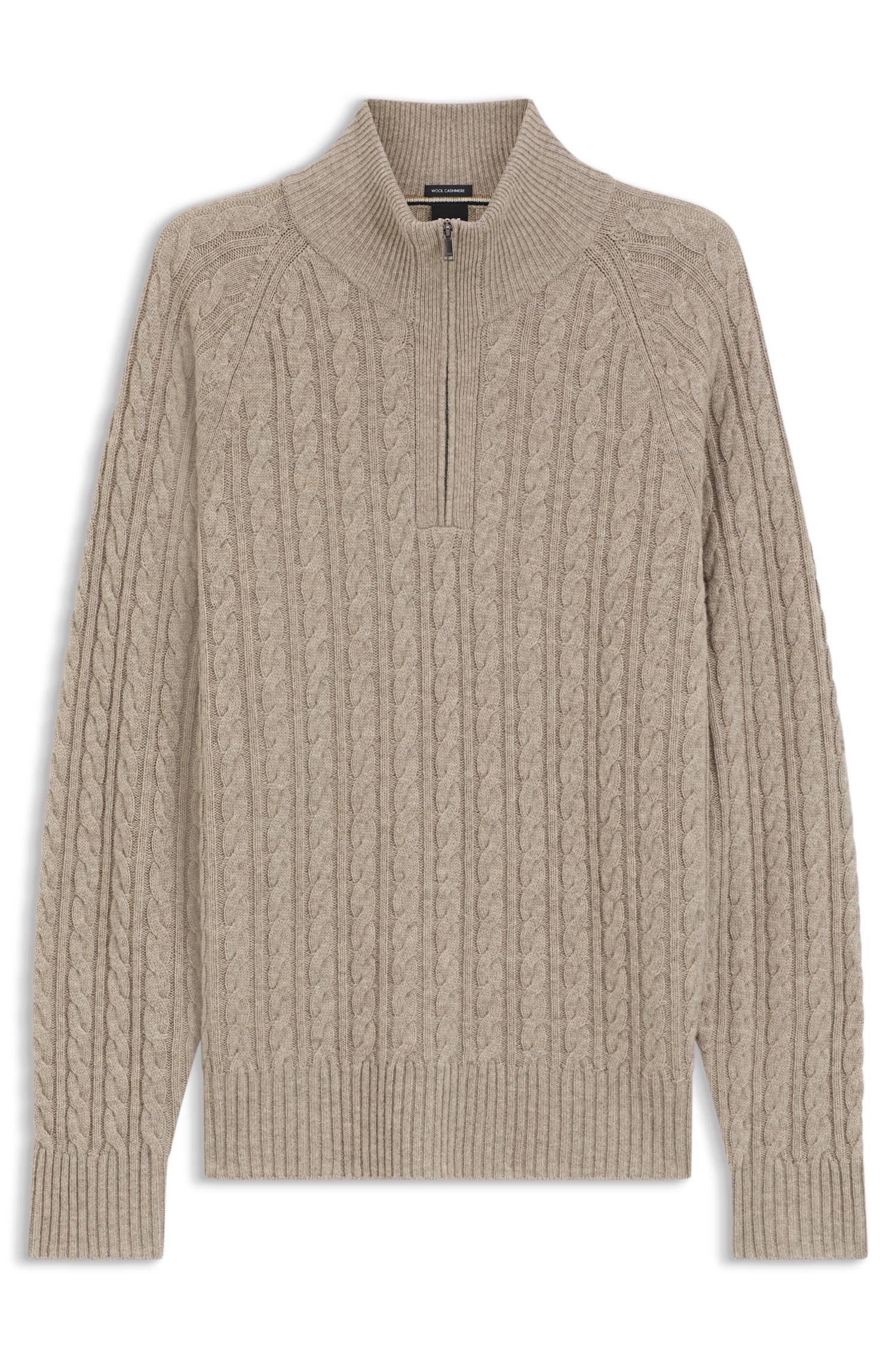 Boss Zip-neck sweater with an all-over cable pattern stickade tröjor herr – bild 4