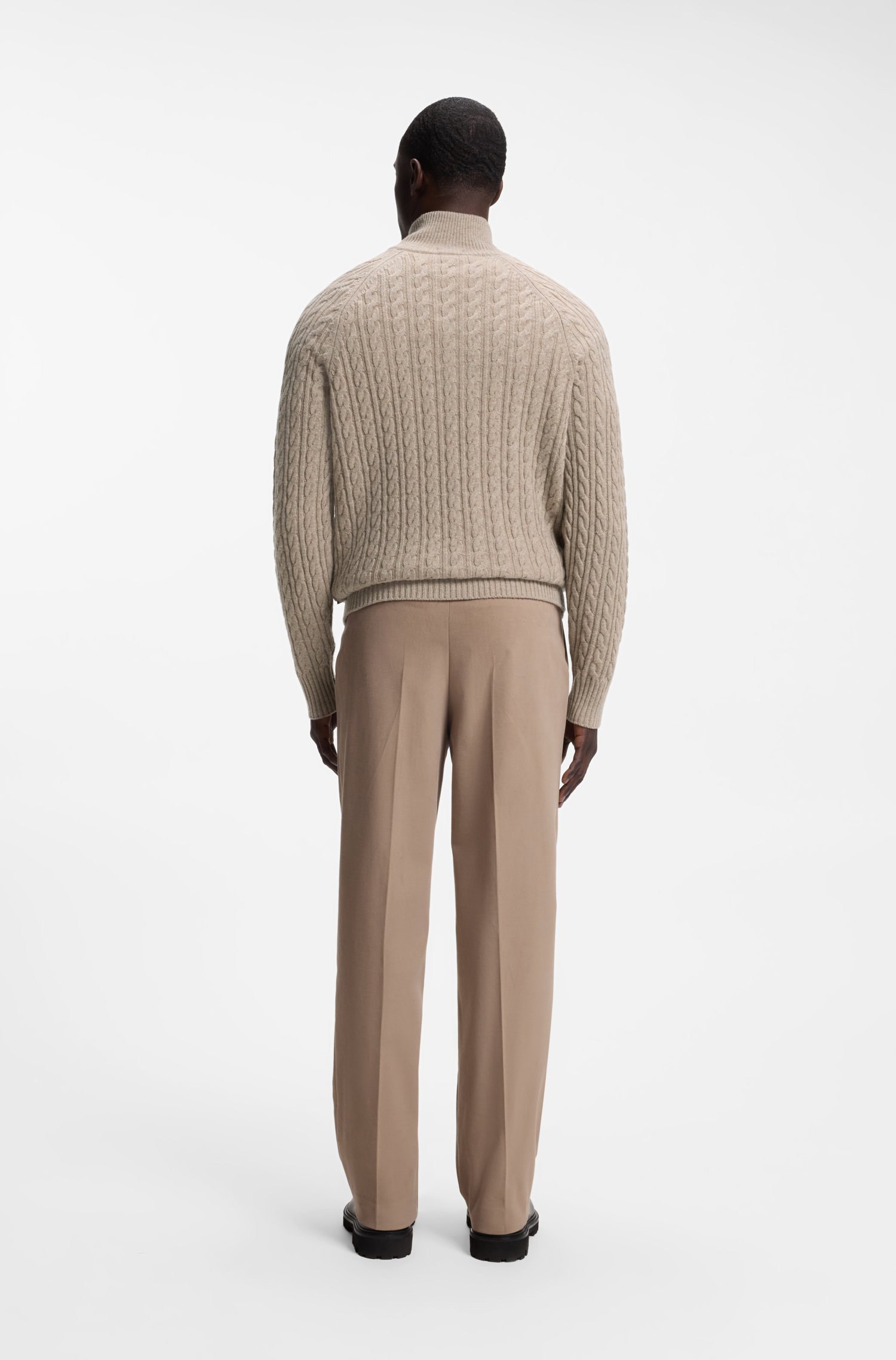 Boss Zip-neck sweater with an all-over cable pattern stickade tröjor herr – bild 3