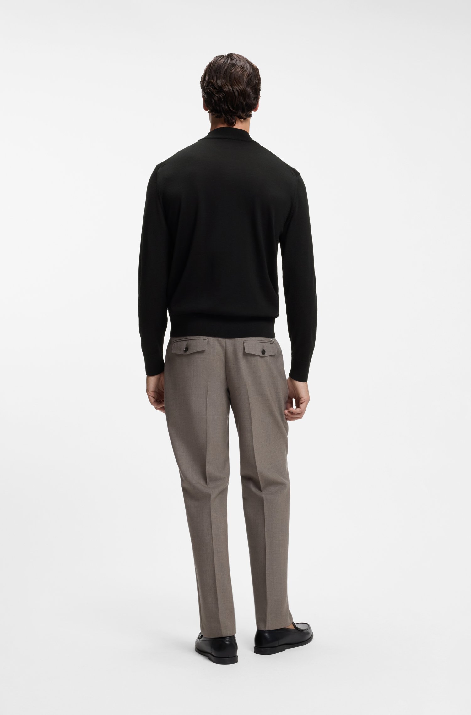 Boss Mock-neck sweater in extra-fine merino wool stickade tröjor herr – bild 3