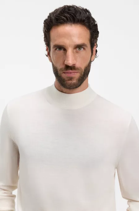 Mock-neck sweater in extra-fine merino wool