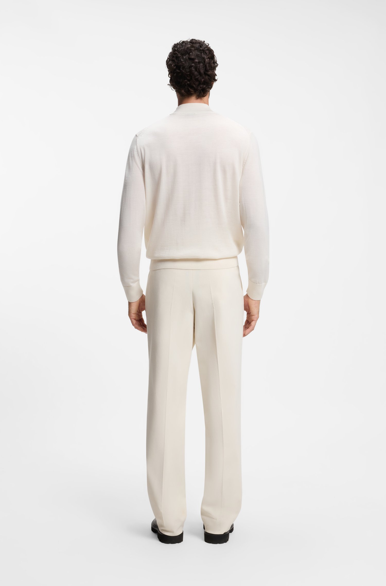 Boss Mock-neck sweater in extra-fine merino wool stickade tröjor herr – bild 3