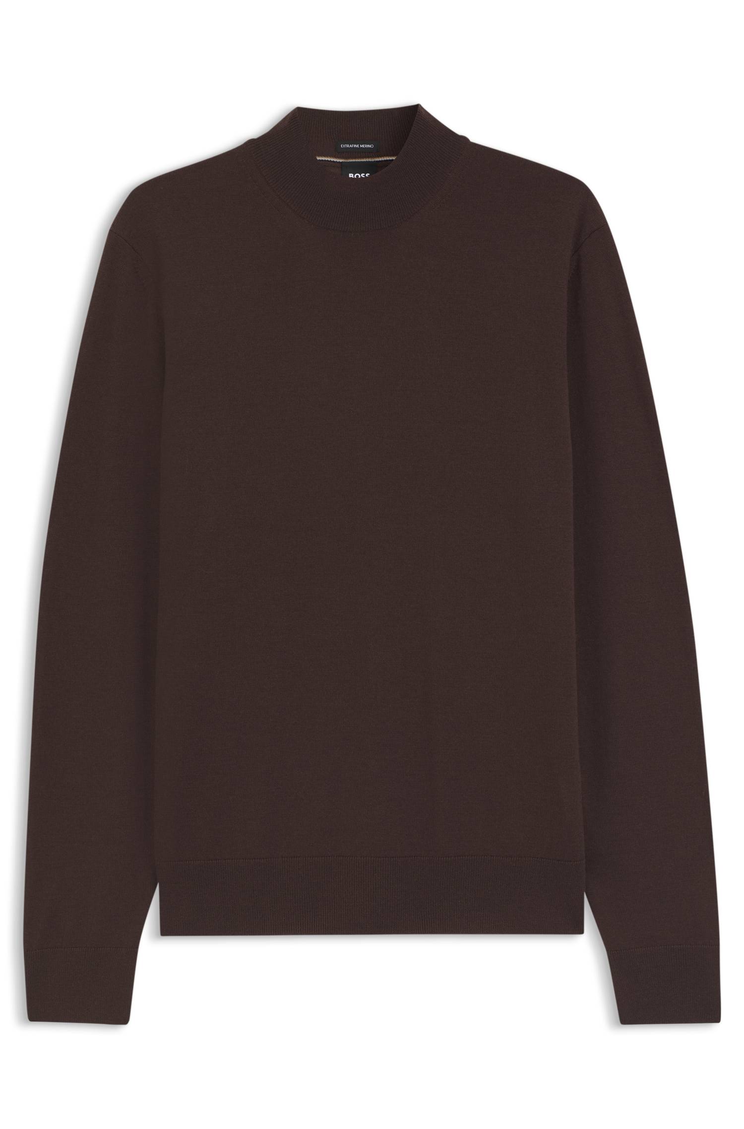 Boss Mock-neck sweater in extra-fine merino wool stickade tröjor herr – bild 4