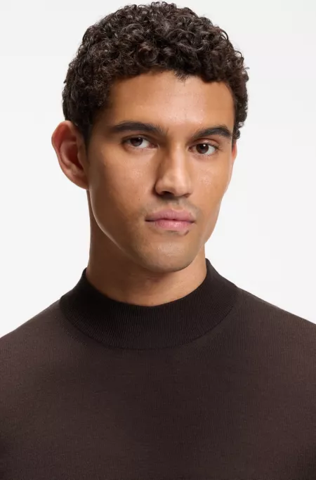 Mock-neck sweater in extra-fine merino wool