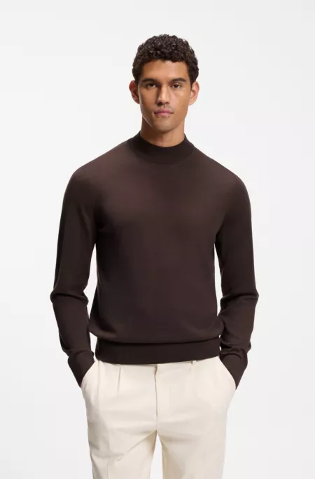 Mock-neck sweater in extra-fine merino wool