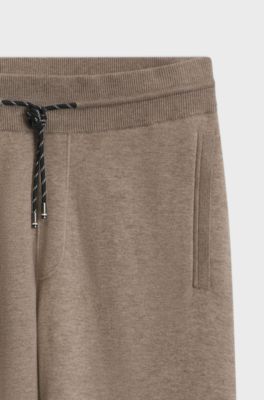 Straight-fit knitted trousers in a cotton blend, Light Brown