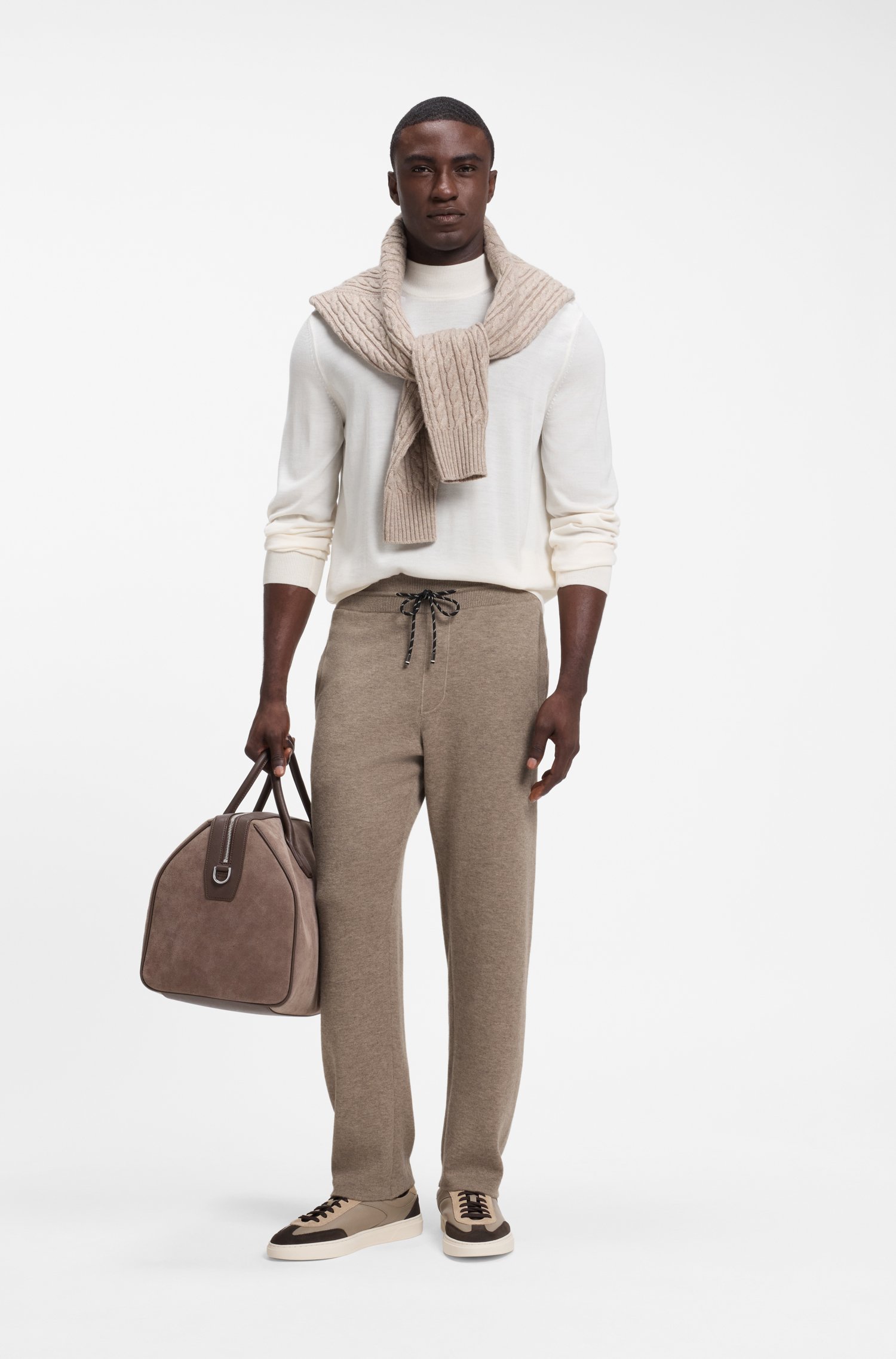 Boss Straight-fit knitted trousers in a cotton blend byxor herr – bild 2