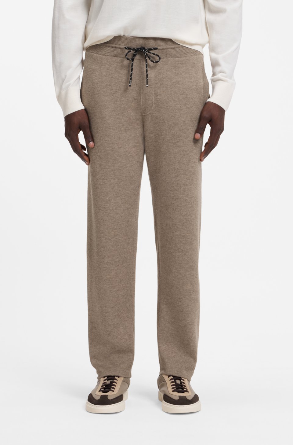 Straight-fit knitted trousers in a cotton blend