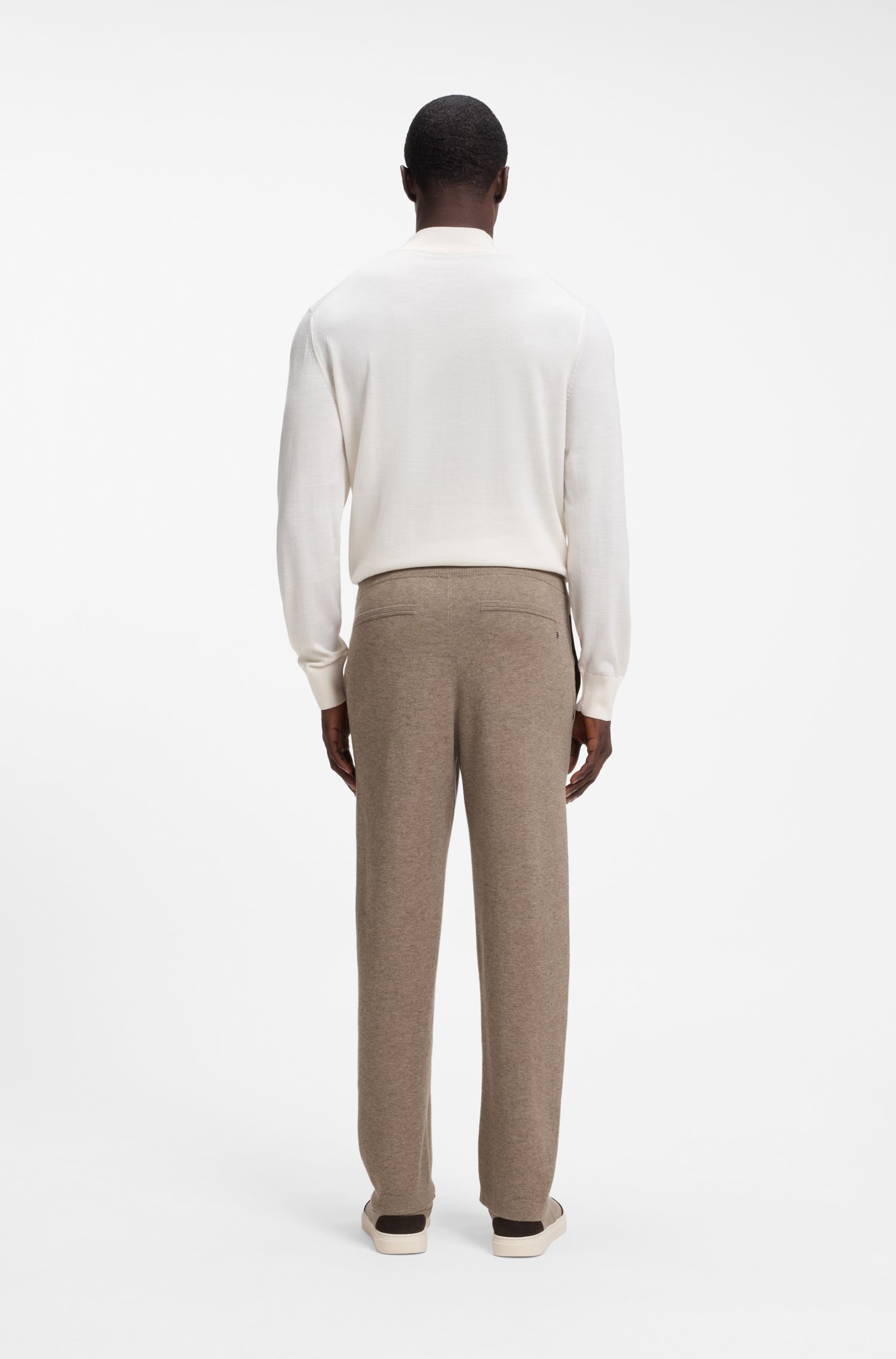 Boss Straight-fit knitted trousers in a cotton blend byxor herr – bild 3