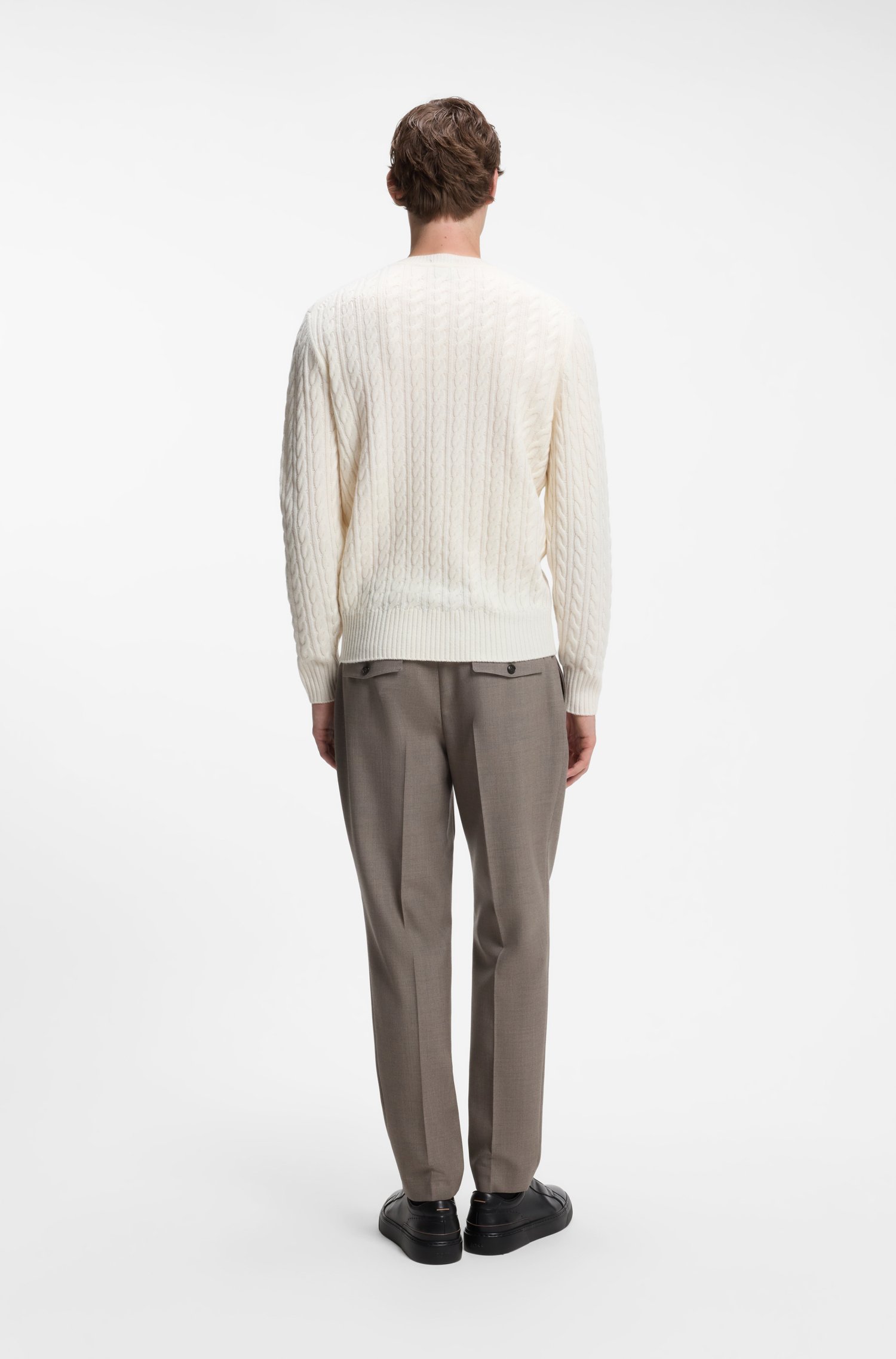 Boss Cable-knit sweater in virgin wool and cashmere stickade tröjor herr – bild 3