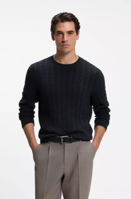 Pull en maille torsadée en laine vierge et cachemire