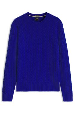 Cable-knit sweater in virgin wool and cashmere
