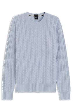 Cable-knit sweater in virgin wool and cashmere