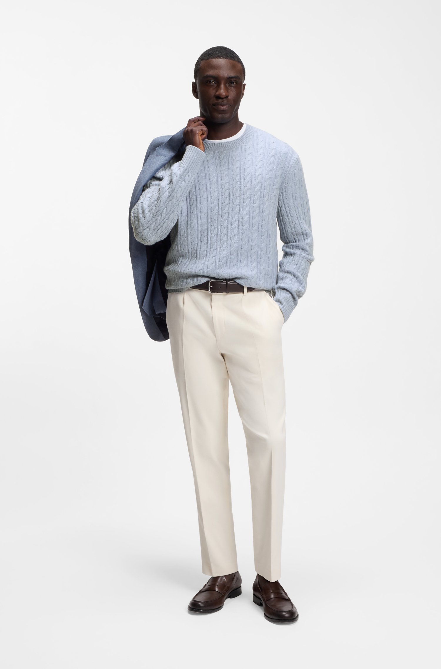 Boss Cable-knit sweater in virgin wool and cashmere stickade tröjor herr – bild 2