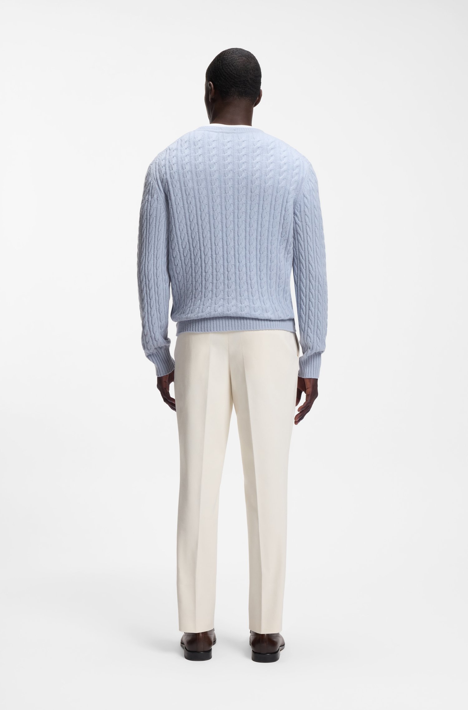 Boss Cable-knit sweater in virgin wool and cashmere stickade tröjor herr – bild 3