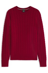 Cable-knit sweater in virgin wool and cashmere, Red
