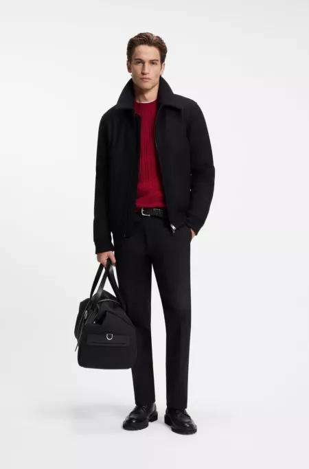 Cable-knit sweater in virgin wool and cashmere