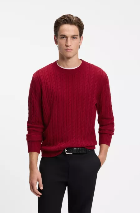 Pullover aus Schurwolle und Kaschmir mit Zopfmuster