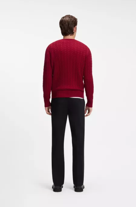 Cable-knit sweater in virgin wool and cashmere