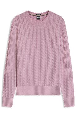 Cable-knit sweater in virgin wool and cashmere