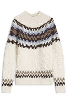 Boss Fair-Isle-patterned sweater in virgin wool stickade tröjor herr – bild 4