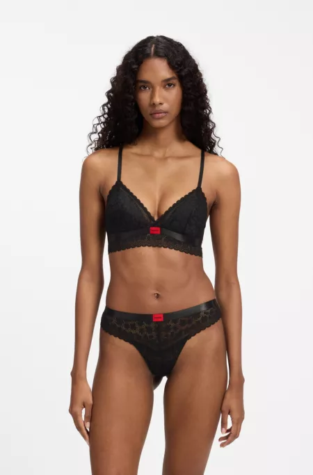 Padded triangle bra with lace detailing