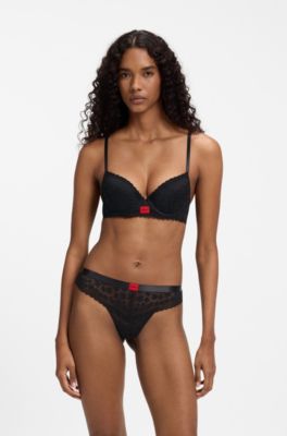 Lace push-up bra, Black