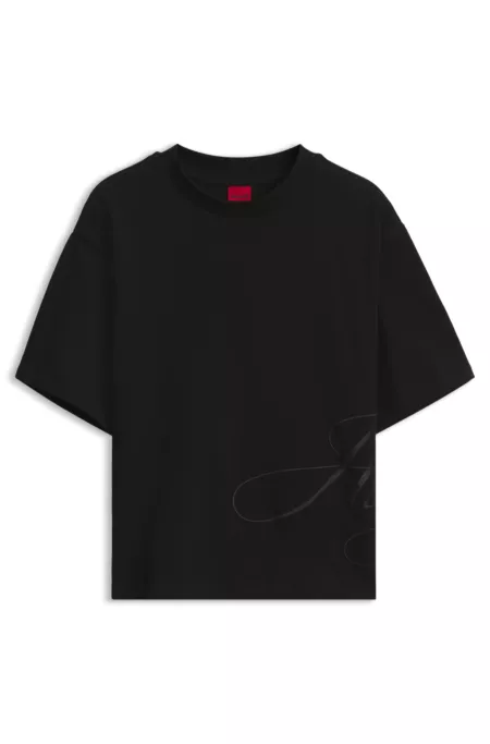 T-Shirt aus Baumwoll-Jersey mit Oversize-Logo-Stickerei