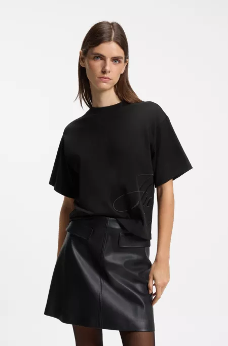 T-Shirt aus Baumwoll-Jersey mit Oversize-Logo-Stickerei