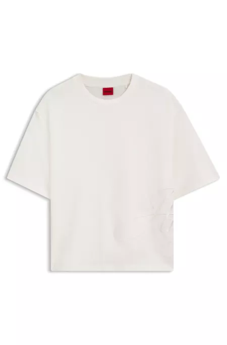 Cotton-jersey T-shirt with oversized logo embroidery