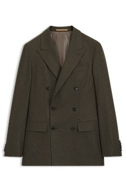 Regular-fit double-breasted blazer in wool with cashmere