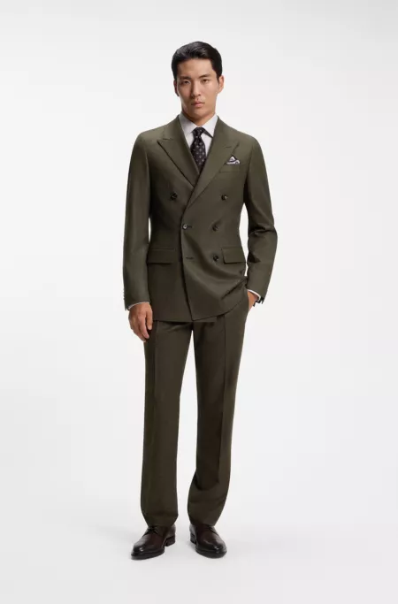 Regular-fit double-breasted blazer in wool with cashmere