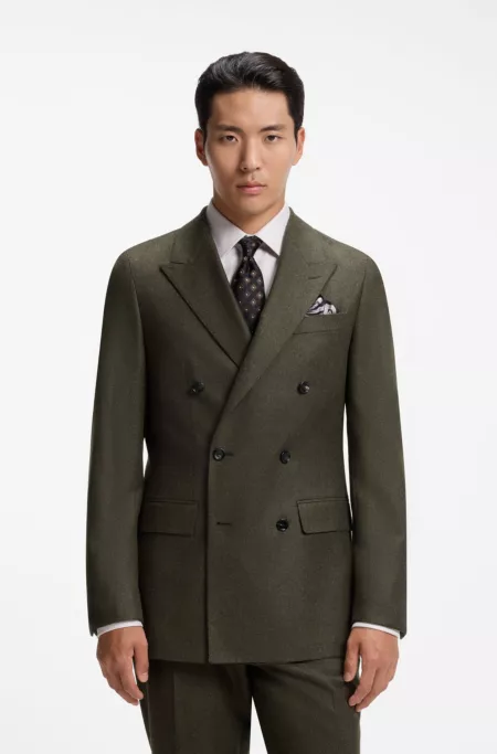 Regular-fit double-breasted blazer in wool with cashmere