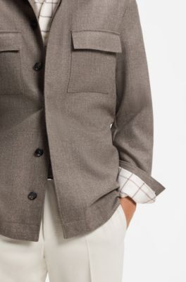Relaxed-fit overshirt in virgin wool and cashmere, Light Brown