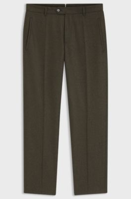 Italian wool regular-fit trousers with cashmere, Olive