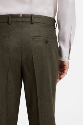 Italian wool regular-fit trousers with cashmere, Olive