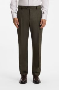 Italian wool regular-fit trousers with cashmere, Olive