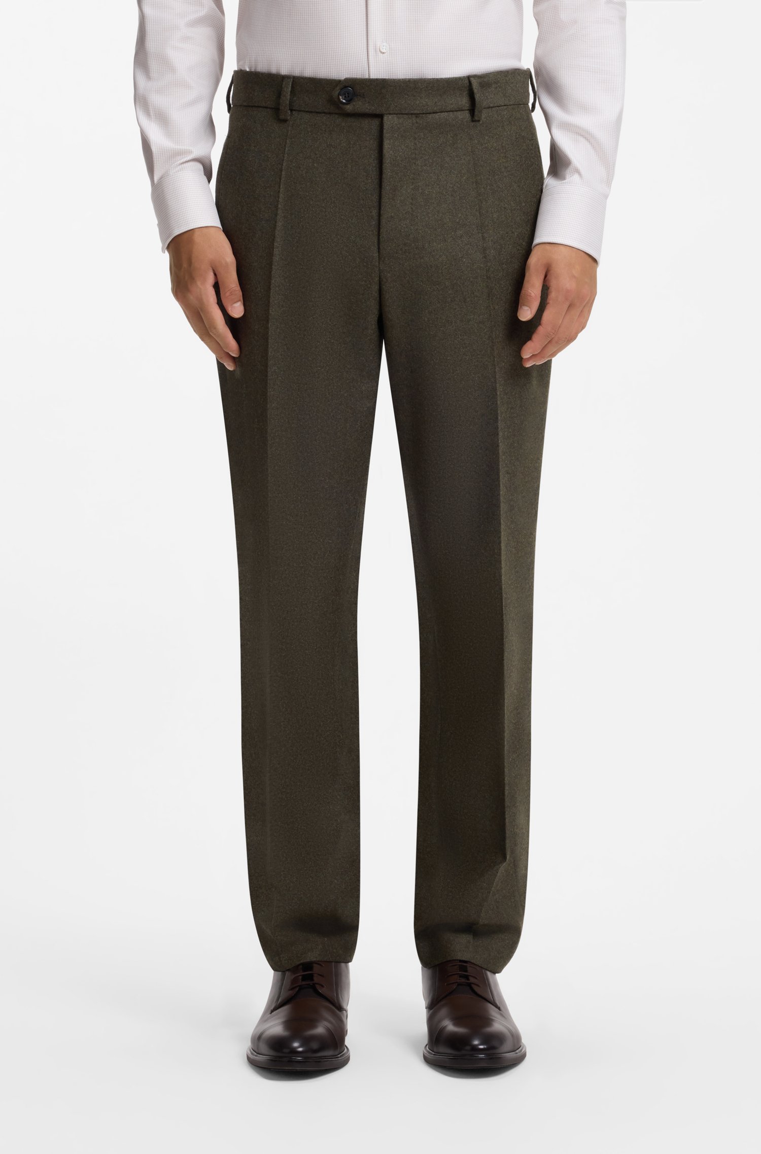 Boss Italian wool regular-fit trousers with cashmere byxor herr