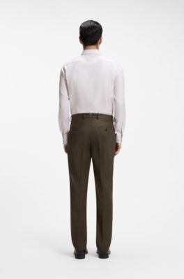 Italian wool regular-fit trousers with cashmere, Olive
