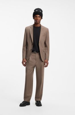 Stretch-flannel trousers in a modern fit, Brown