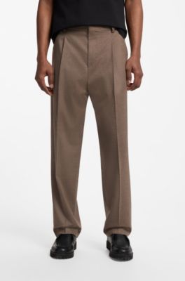 Stretch-flannel trousers in a modern fit, Brown