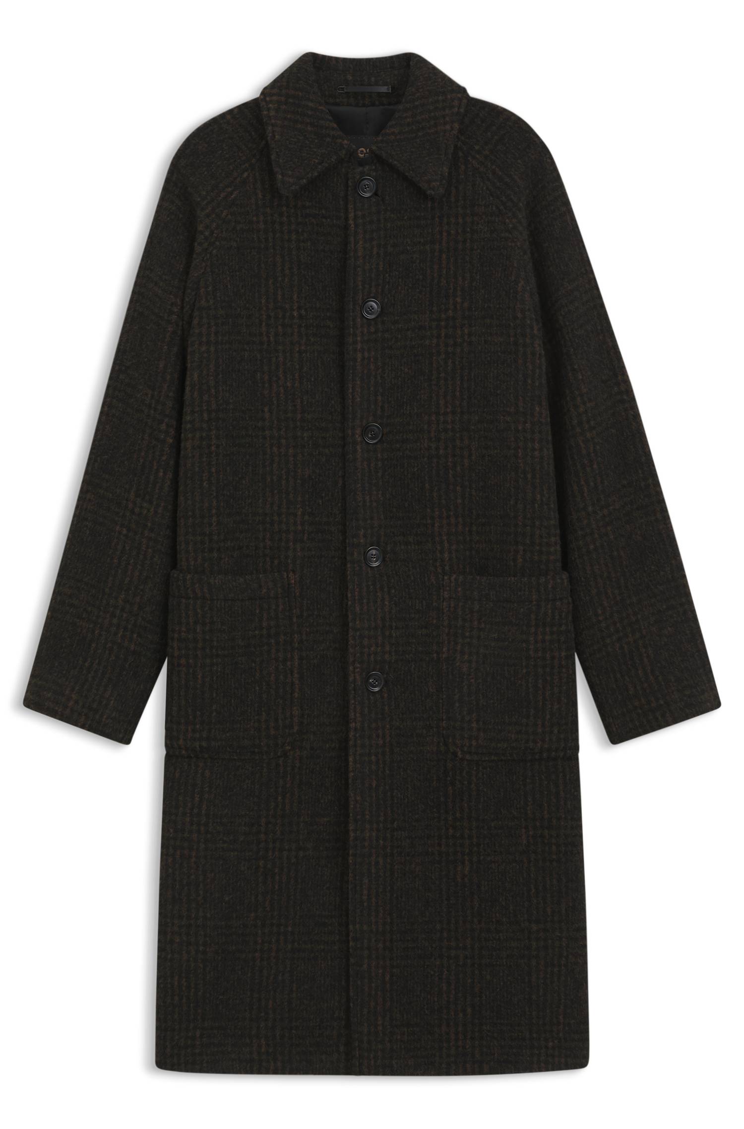 Boss Alpaca-wool relaxed-fit coat with check pattern kappor & rockar herr – bild 4