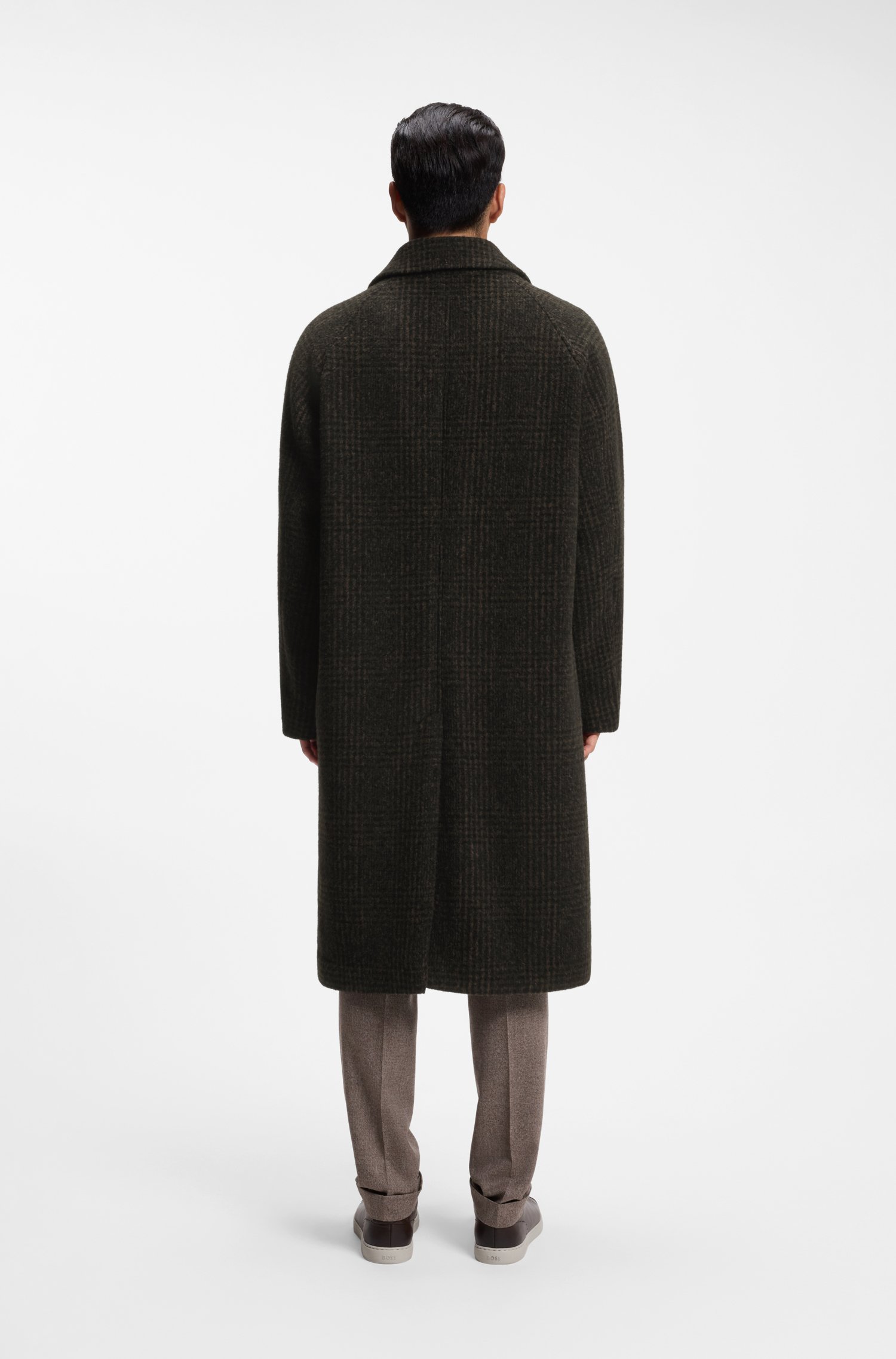 Boss Alpaca-wool relaxed-fit coat with check pattern kappor & rockar herr – bild 3