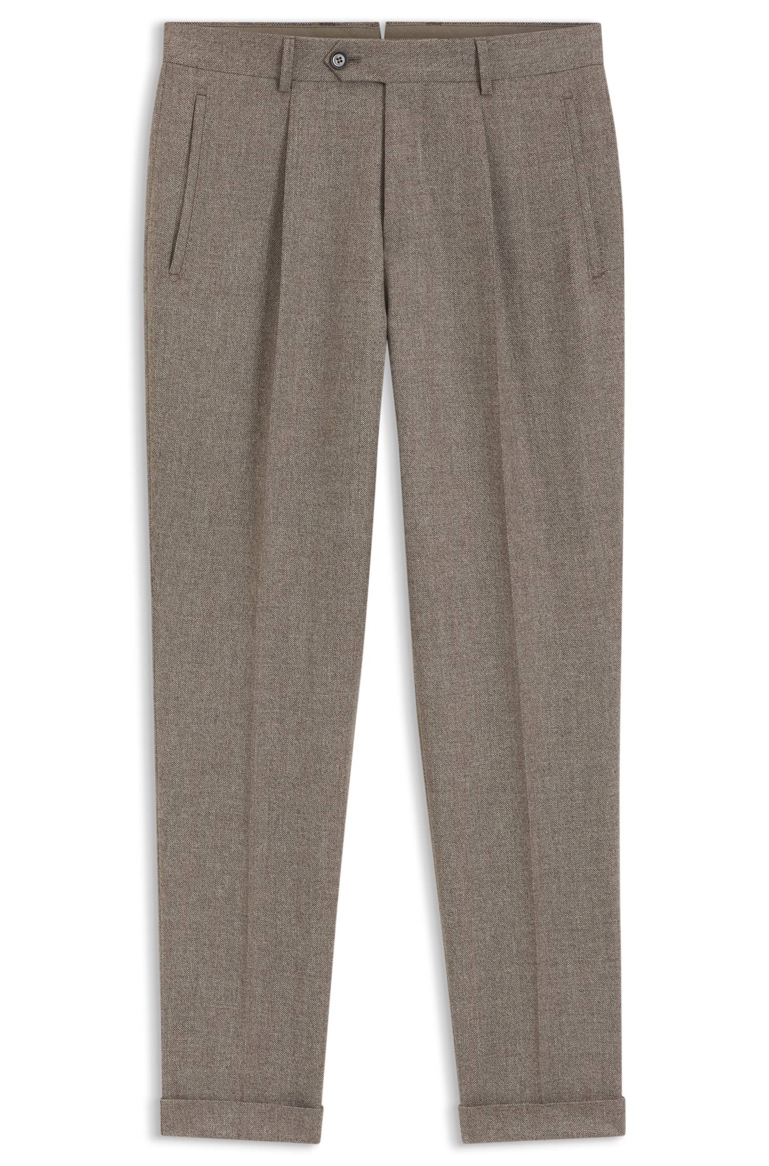 Boss Tapered-fit trousers in herringbone virgin wool and cashmere byxor – bild 4