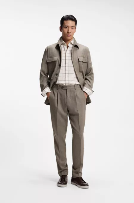 Tapered-fit trousers in herringbone virgin wool and cashmere