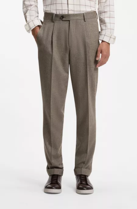 Tapered-fit trousers in herringbone virgin wool and cashmere