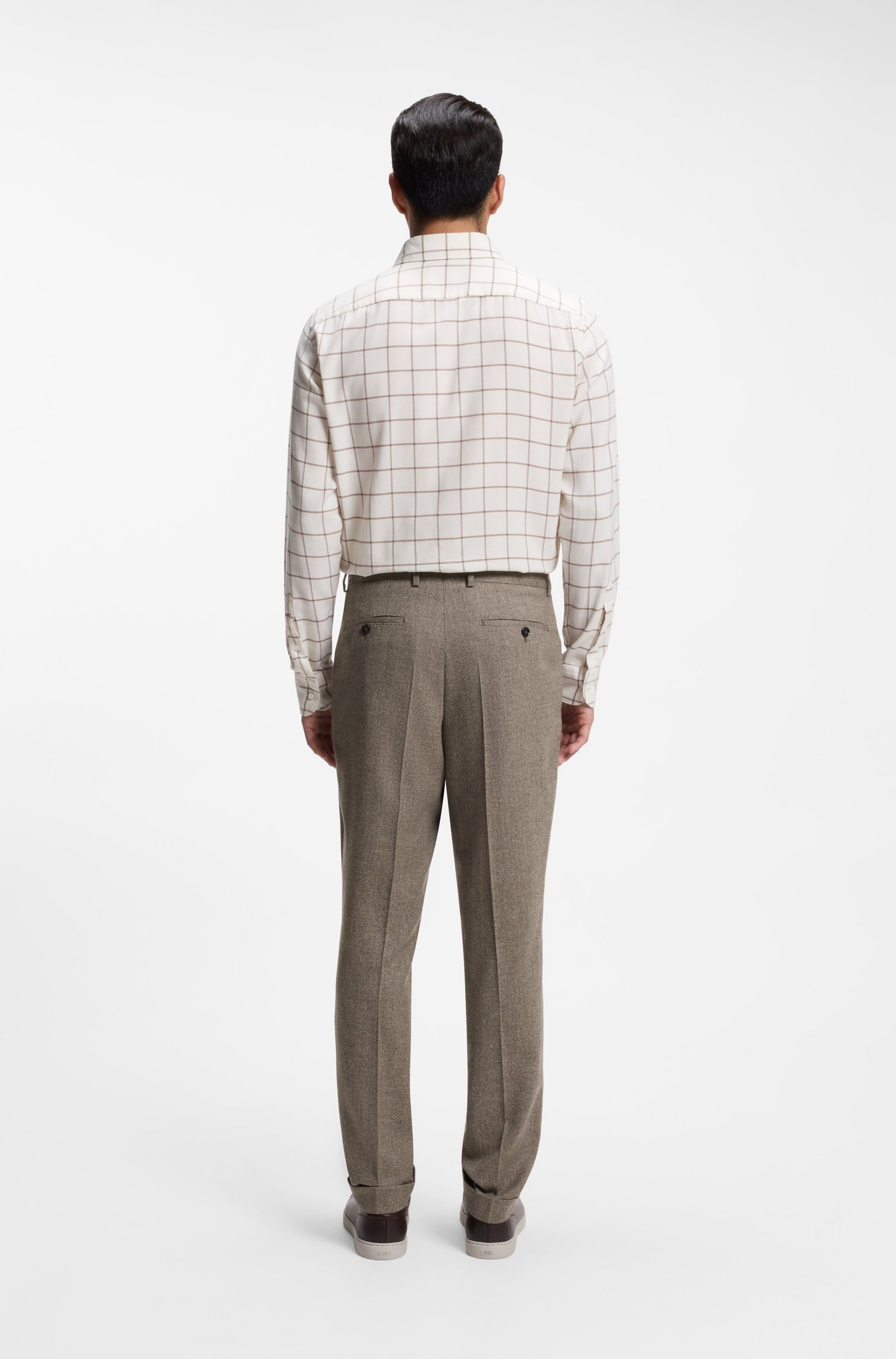 Boss Tapered-fit trousers in herringbone virgin wool and cashmere byxor – bild 2