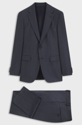 Two-piece regular-fit suit in Italian virgin wool, Dark Blue