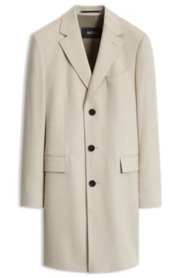 Single-breasted coat in Italian cashmere, Light Beige