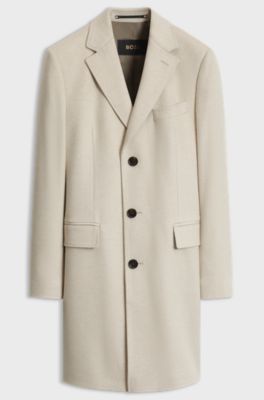Single-breasted coat in Italian cashmere, Light Beige